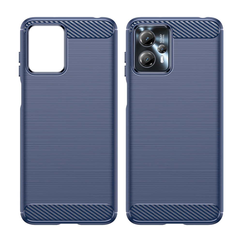 Мягкий чехол синего цвета в стиле карбон для телефона Motorola Moto G23, серия Carbon от Caseport