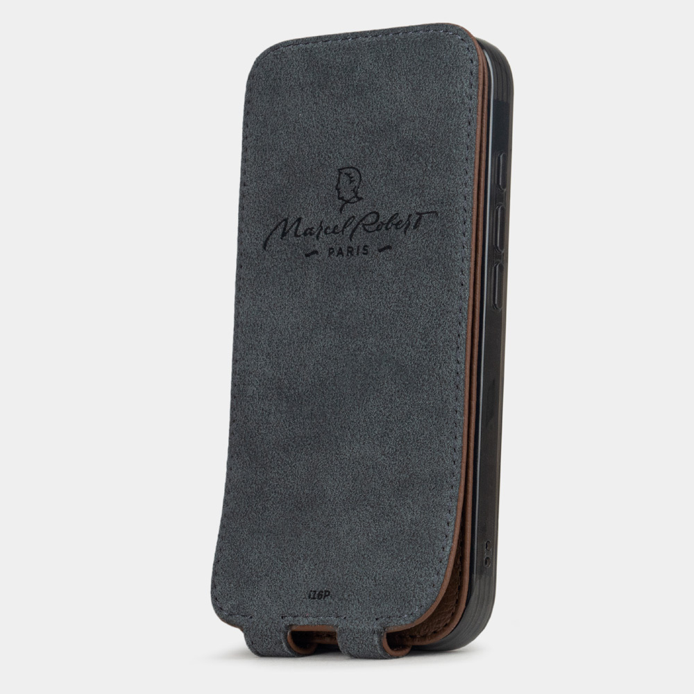 Кожаный чехол для iPhone 16 Pro Max, теленок цвета шоколад