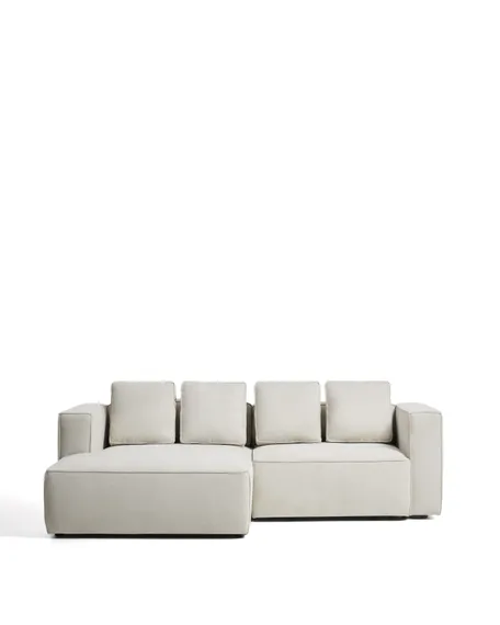 Диван-кровать Marela бежевый шенилл 3-местный с кушеткой слева 236 см