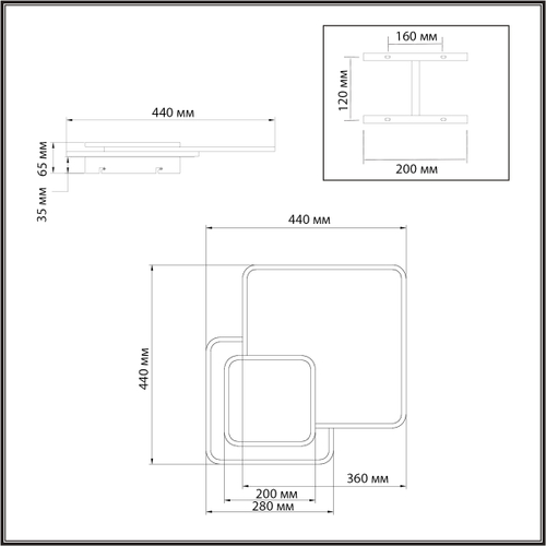 Потолочный светодиодный светильник Sonex 7737/60L MITRA LED SN 602 60Вт 3000-6500К 440x440 IP20 пульт ДУ PINE