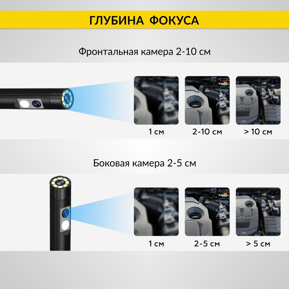 Видеоэндоскоп промышленный защищенный, 4.3", 2Мп, 2 камеры, 1920х1080, 3м, 5.5 мм, iCartool IC-V117
