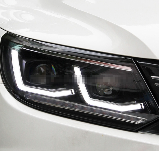 Передние фары VW Тигуан 2011-2016 V8 type [ТИГУАН 1 - рестайлинг; Комплект Л+П; ДХО; FULL LED; электрокорректор; динамичный поворотник]