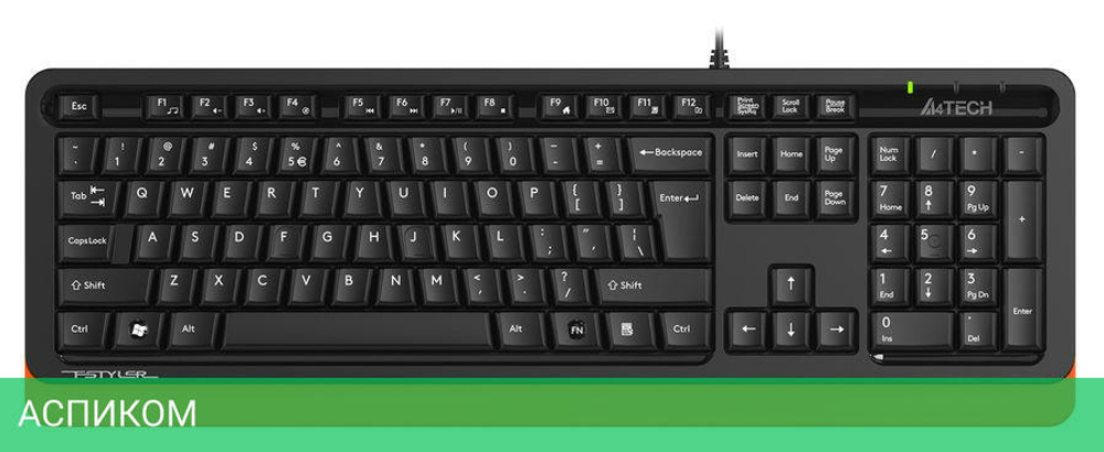 Клавиатура A4Tech Fstyler FKS10 черный/оранжевый