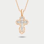Крест православный из розового золота 585 пробы с фианитами (арт. 080452)