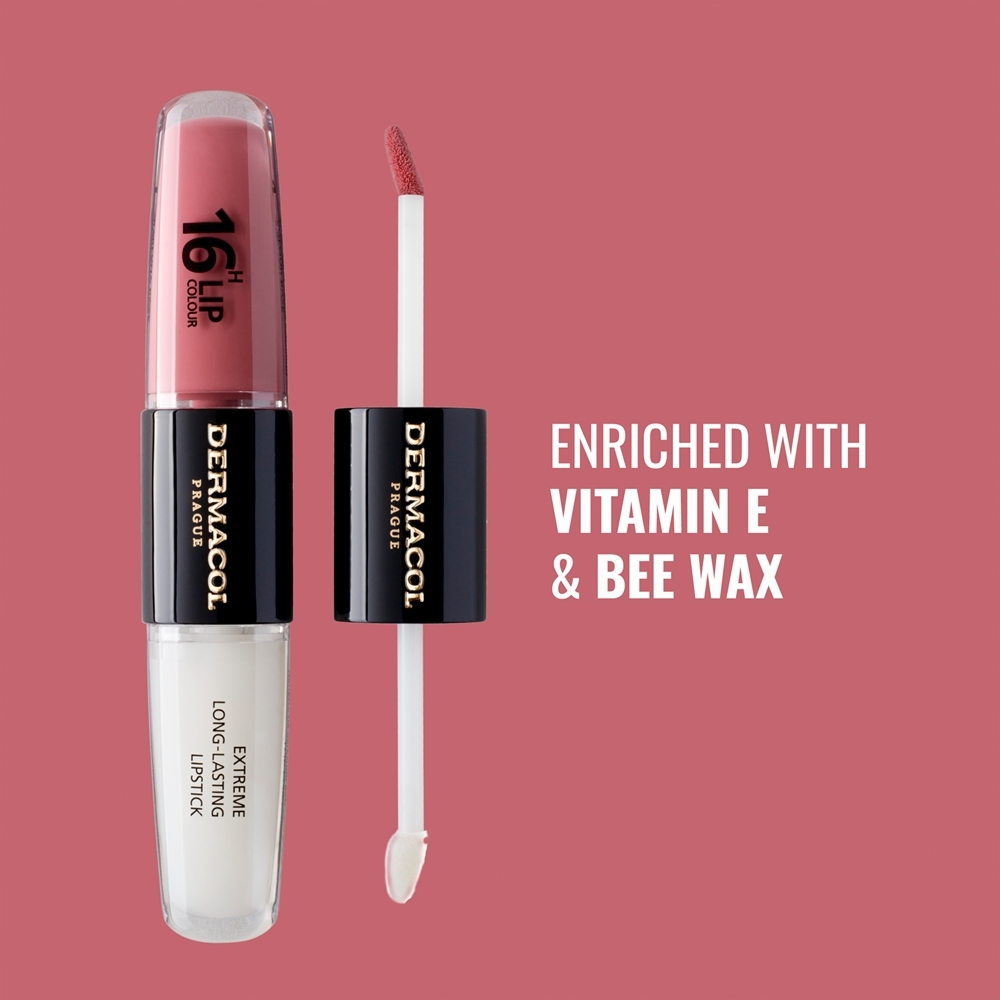 Dermacol 16H Lip Colour - Стойкая помада и блеск для губ, 2× 4 ml