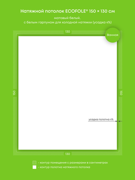 Матовый натяжной потолок 2 м2