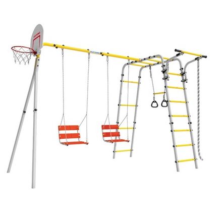 Детский спортивный комплекс для дачи ROMANA Акробат - 2 (желтый/серый) (с цепными качелями)