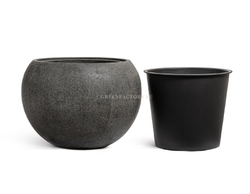 Кашпо TREEZ Effectory - Stone - Большая полусфера - Тёмно-серый камень