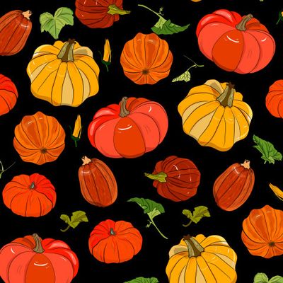 тыквы на чёрном фоне