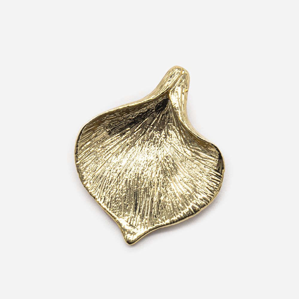 Подвеска с продольным отверстием "Лепесток" 33,6*27,7мм, латунь, позолота
