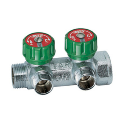 Коллектор регулирующий 1" (ВР-НР) с 2 отв. 3/4"EU с вставкой под плоское уплотнение