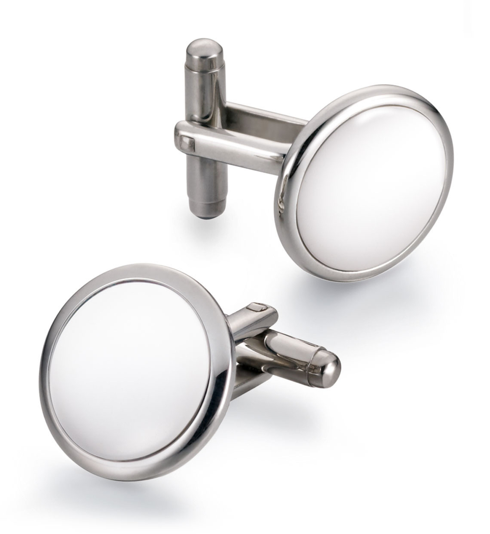 Запонки Dalvey, сталь, белый оникс