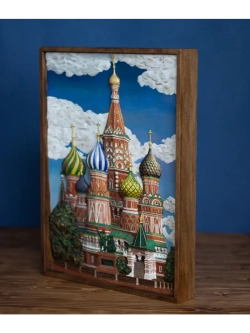 Картина деревянная "Храм Василия Блаженного" 41х30х4,5 см