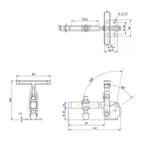 Зажим механический удлинённый с вертикальной Т- образной рукояткой Woodwork GH-12133