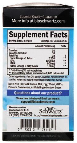 BIO Schwartz Omega 3 Fish Oil 90 softgels, Омега 3 со вкусом лимона, рыбий жир