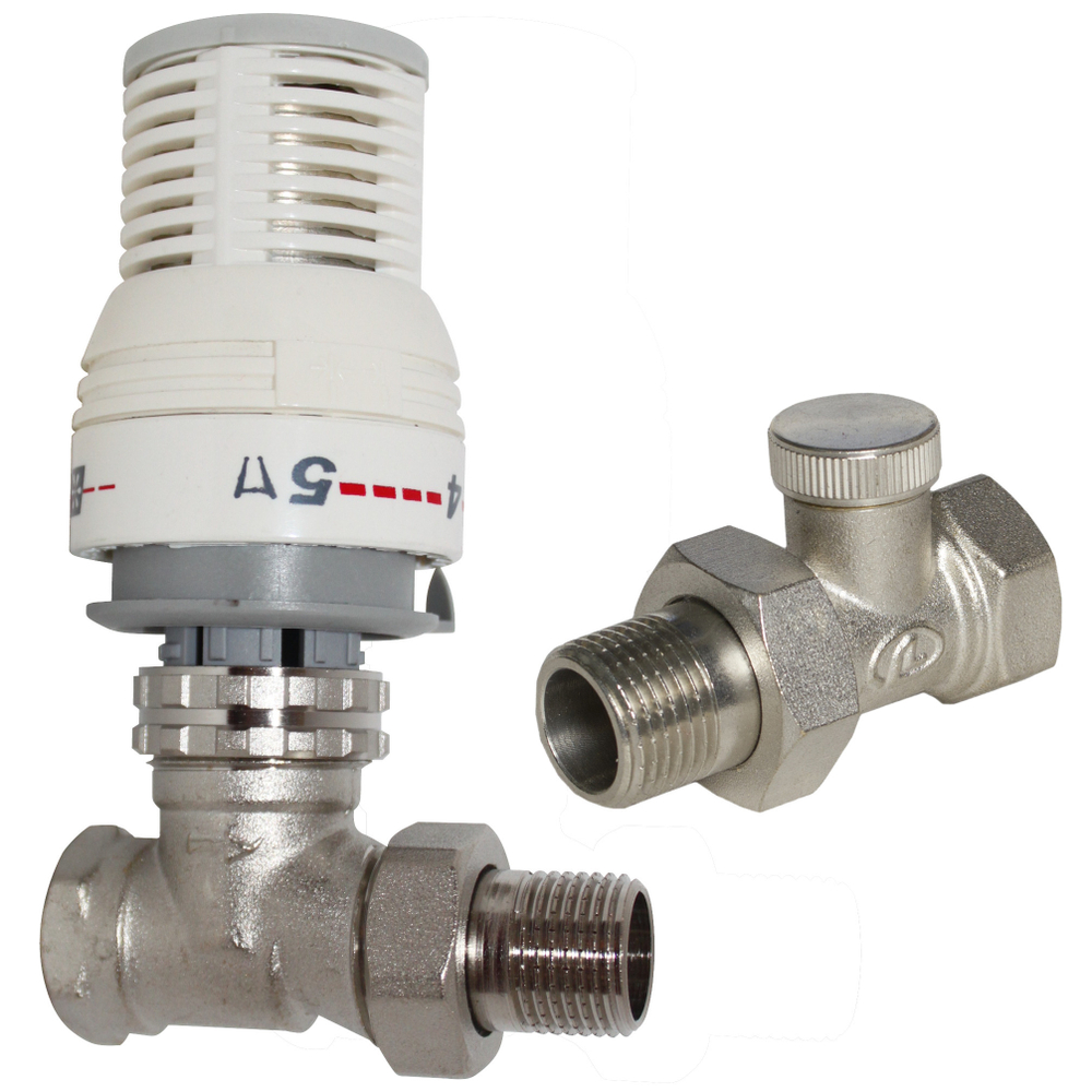 Комплект терморегулирующего оборудования для радиатора прямой 3/4" (термоголовка, термоклапан, запорный клапан) Lavita