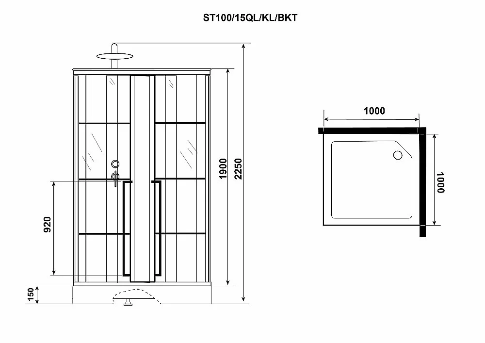 Душевая кабина Niagara Standart ST100/15Q/KL/BKT 100х100