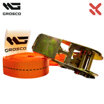 Комплект ремней 1т (2т) / 5м / 25мм (2 шт) стяжных кольцевых GROSCO для крепления груза с храповым механизмом