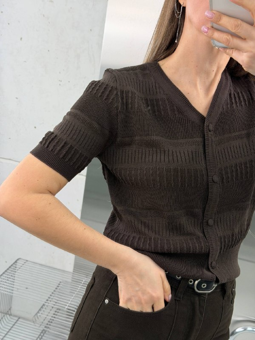 Футболка-поло женская артикул 09028 цвет "шоколад"