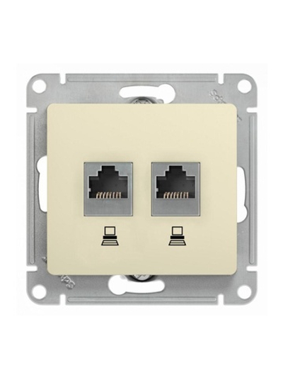 Розетка компьютерная 2-м Glossa RJ45 кат.5E механизм беж. SE GSL000285KK