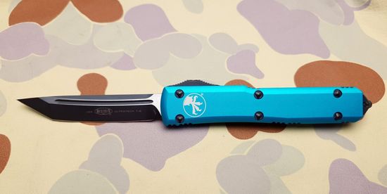 Автоматический нож Microtech MT_123-1TQ Ultratech T/E, алюм. рук-ть бирюз, клинок 204P, DLC