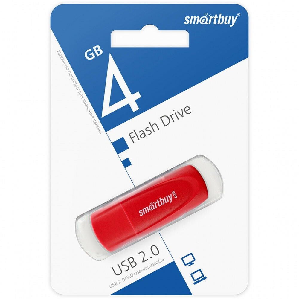 Флеш-накопитель 4 Gb Smartbuy Scout Red