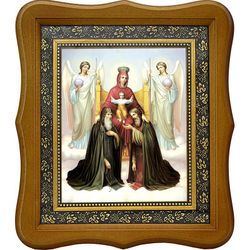 Печерская икона Божьей Матери с коленопреклоненными Антонием и Феодосием Печерскими и ангелами.