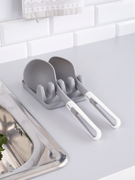 Кухонный органайзер DeNASTIA (подставка для кухонных принадлежностей) 14x18x5, серый