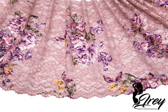 03-225 Кружево эластичное 28 см, Renaissance, лотос/кофейная роза