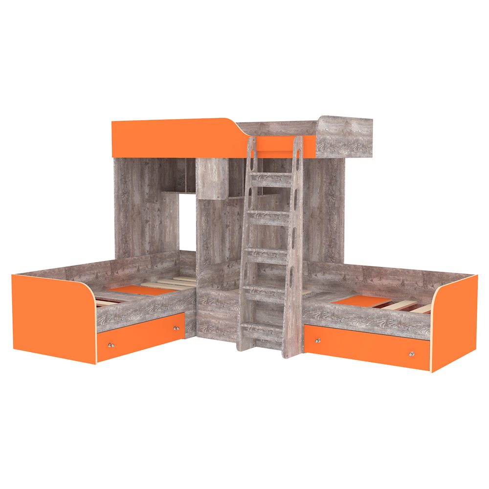Кровать-чердак КарИВи Трио Бетон Оранжевый