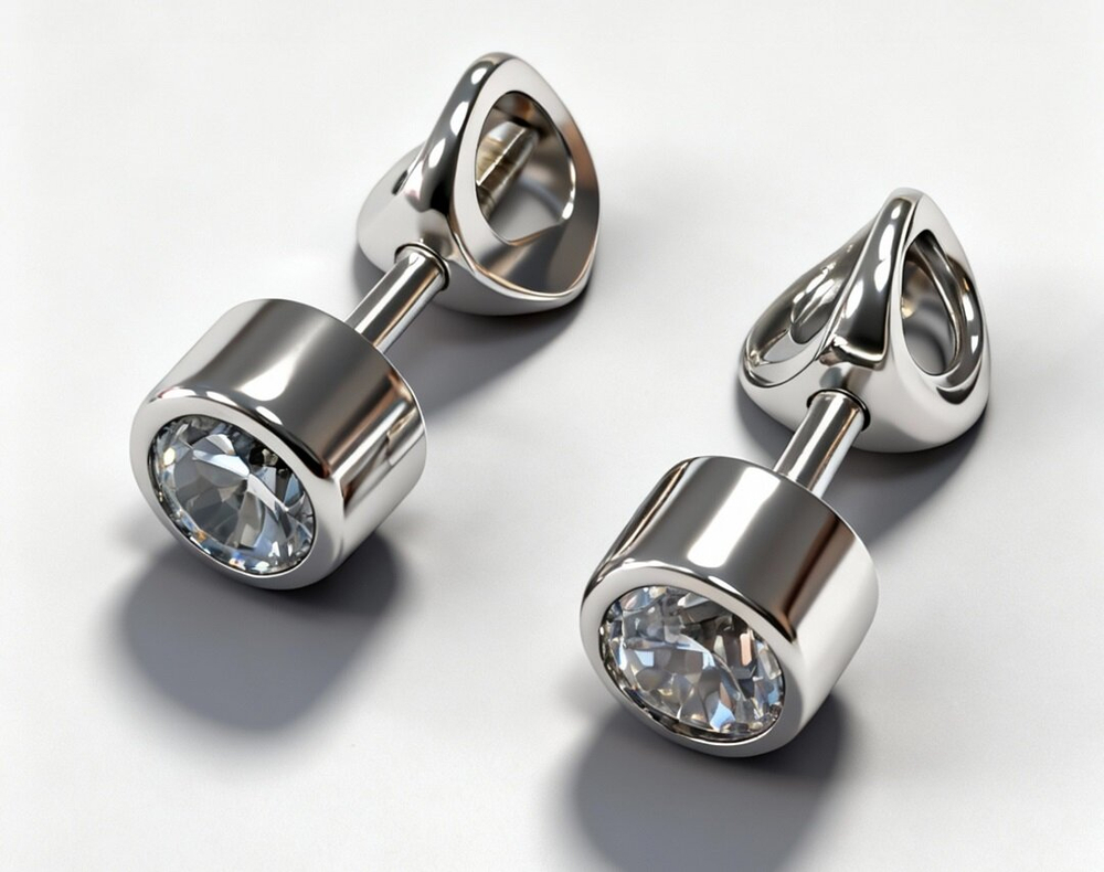 Серьги- пусеты из серебра 925 пробы,вставка фианиты