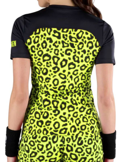 Женская теннисная футболка Hydrogen Panther Tech T-Shirt - black/yellow fluo
