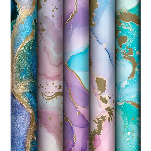 Упаковочная бумага глянц. 70*100см, MESHU "Мраморный стиль", 80г/м2, ассор