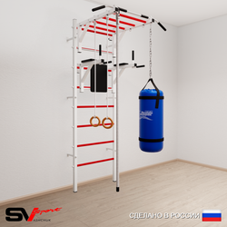 Шведская стенка Sv Sport усиленная 6442 (Турник рукоход/Брусья/Канат/Кольца/Цепь/Мешок 22кг)