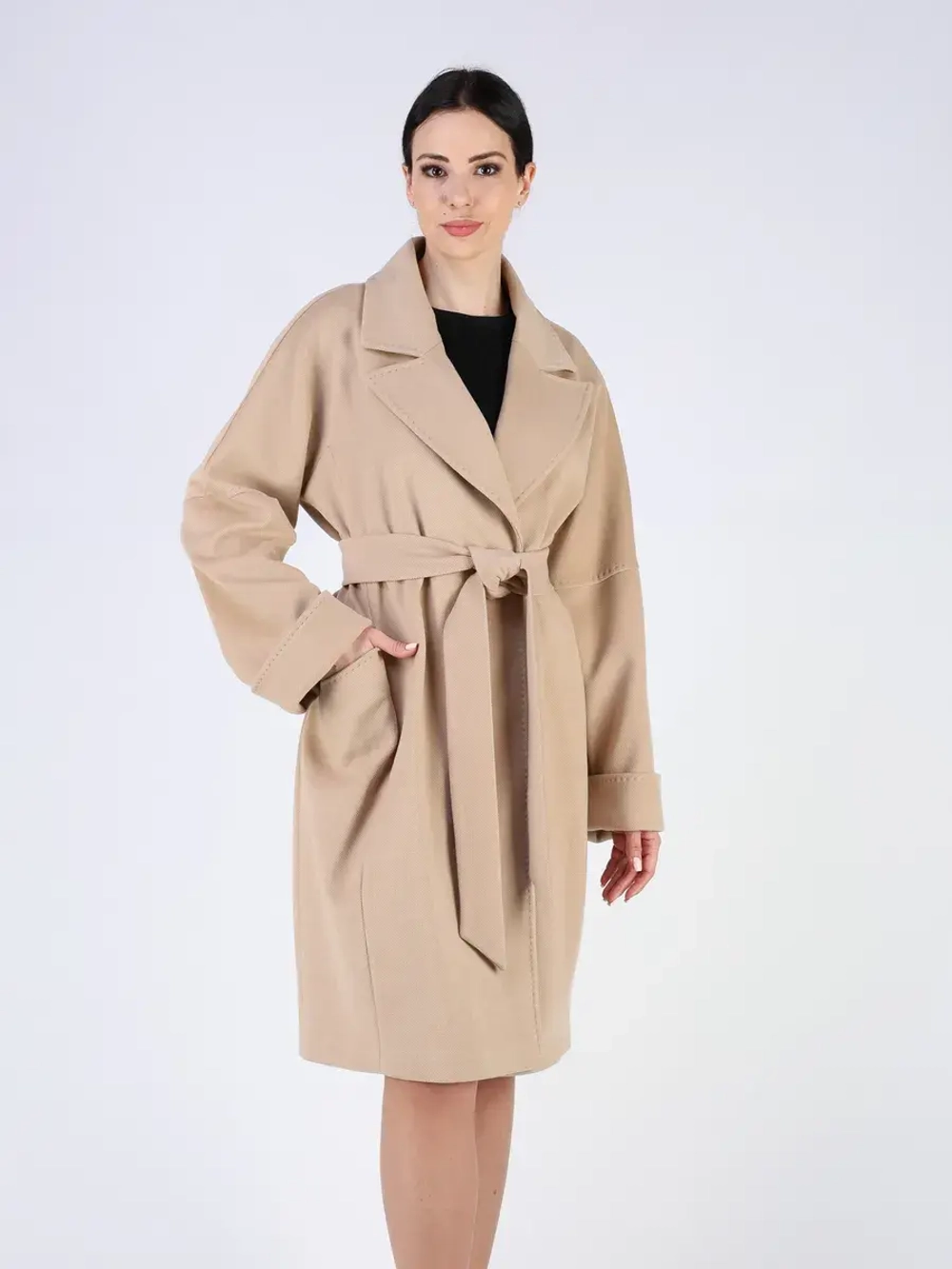 Пальто демисезонное оверсайз с поясом