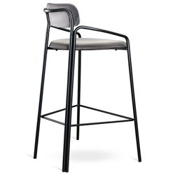 Стул барный Ror, Round, велюр, черный/серый