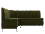 Диван кухонный угловой Кантри левый угол, Зеленый, Микровельвет, 29447L