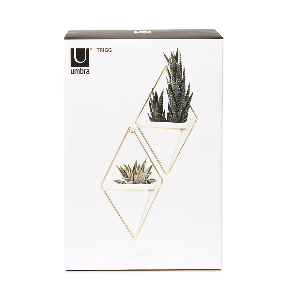 Набор настенных кашпо trigg, 19х23 см, белый/латунь, 2 шт.