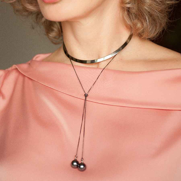 Колье чокер Possebon Graphite Pearl B0501.3 S