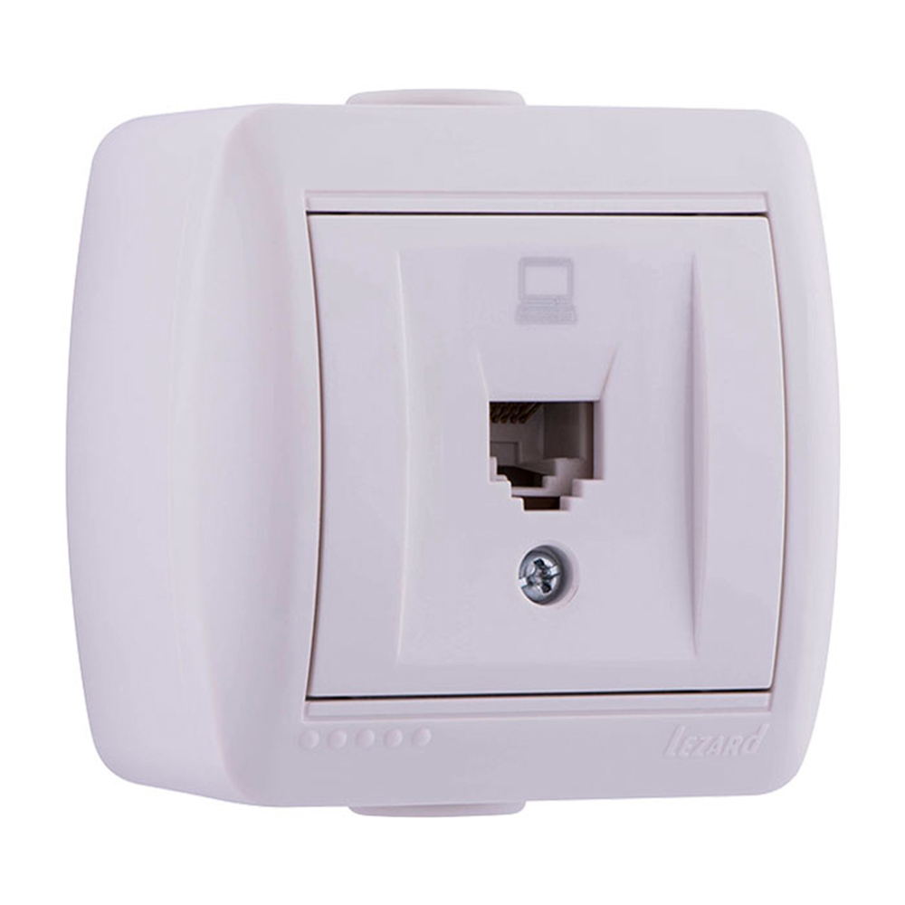 Розетка компьютерная откр устан, б/з, керам, бел, Lezard, Nata, 710-0200-139