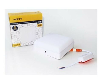 Квадратный светодиодный светильник 18W ,защита IP20, корпус из металла, цвет- белый, 120х120х45мм Накладной св-к 18W 6400K 1800Лм Рабочая температура от-40 до +50С