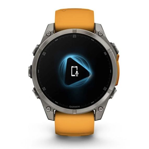 Garmin Fenix 8 47 мм AMOLED Sapphire – титановый корпус, оранжевый ремешок