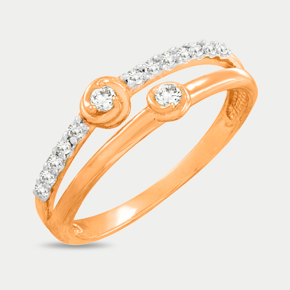 Кольцо для женщин из розового золота 585 пробы с фианитами (арт. РК3810)