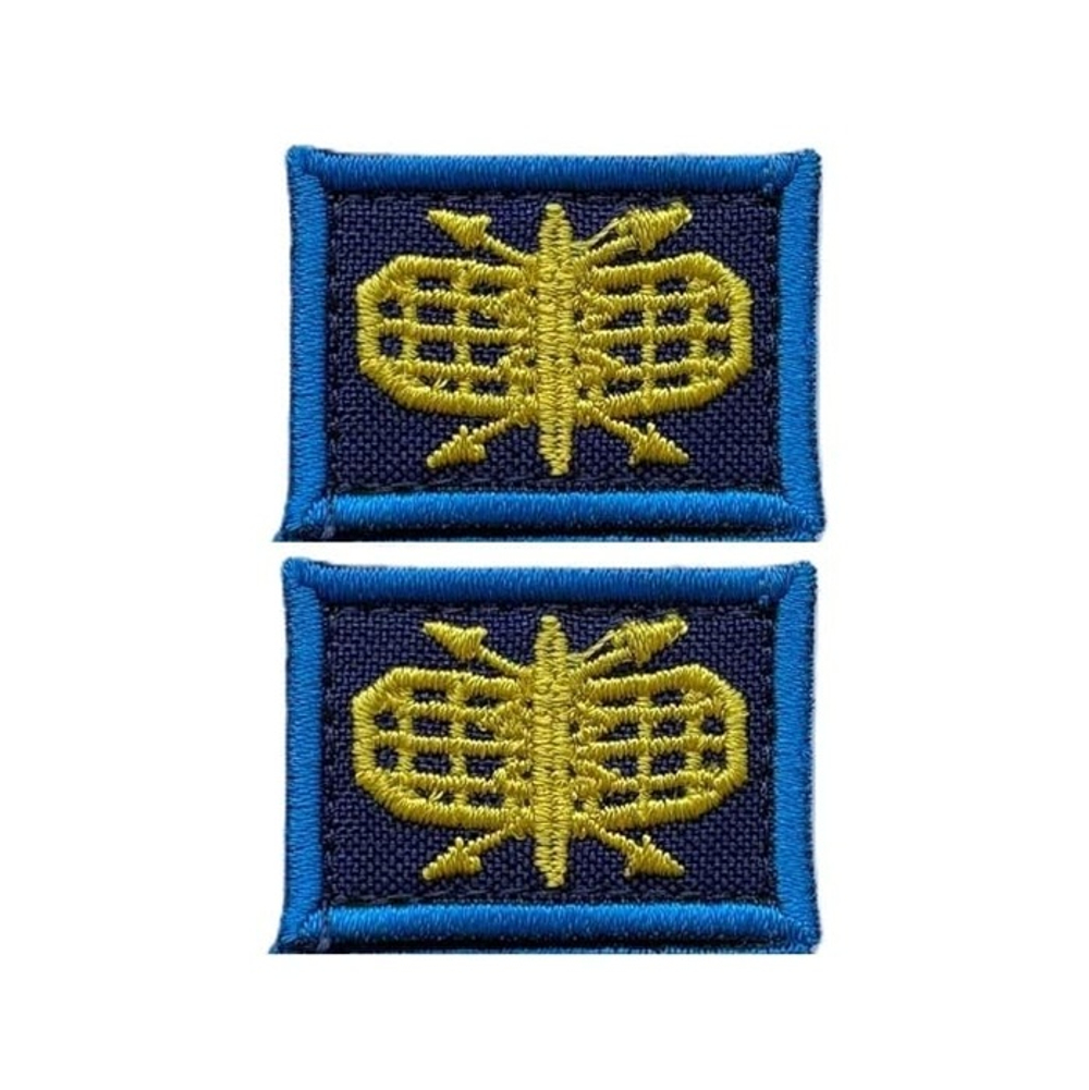 Нашивка петличная на липучке РТВ синий фон синий кант