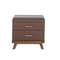 Прикроватная тумбочка 7162/GNS576 из ореха, коричневой экокожи и черного стекла
