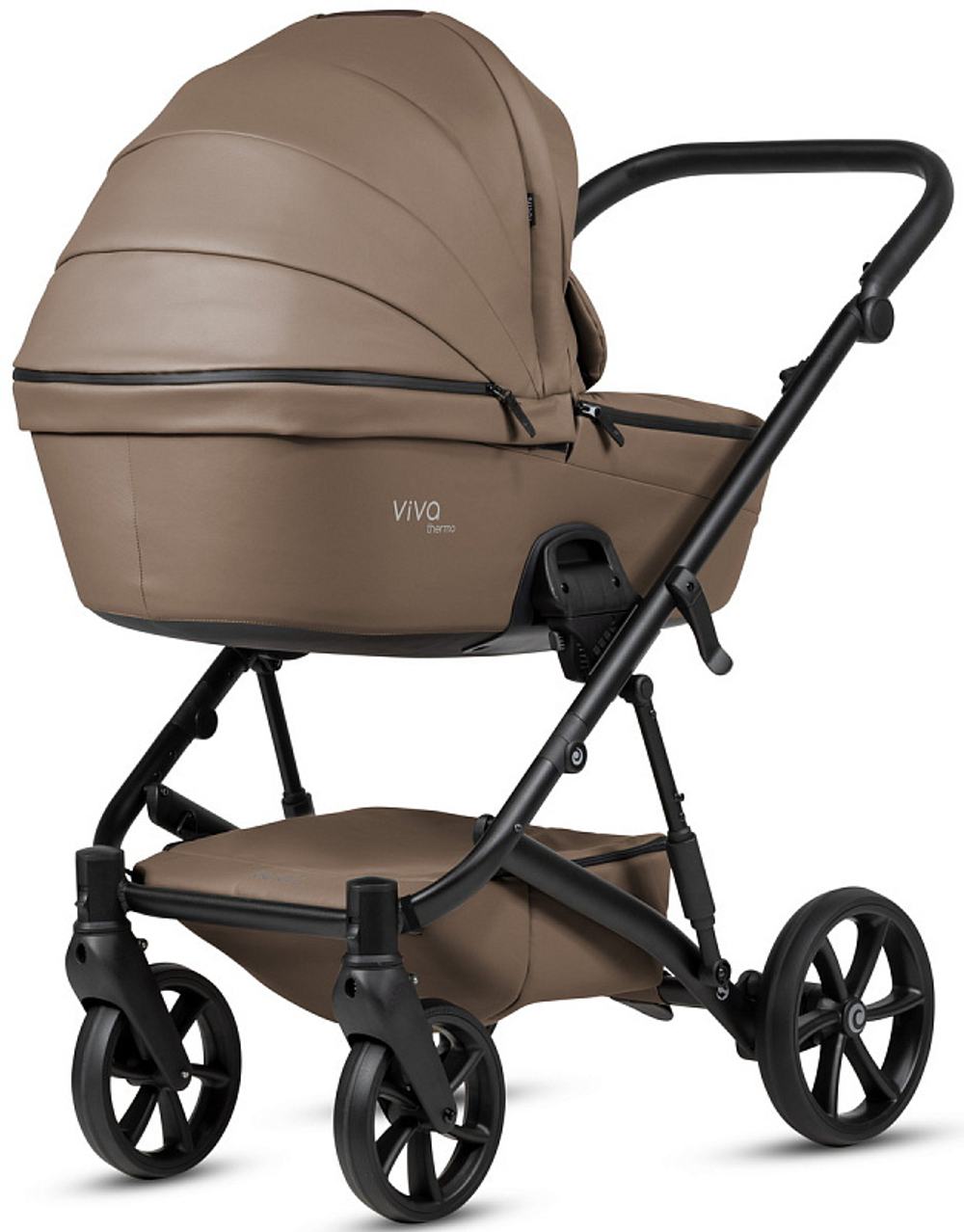 Детская коляска Tutis Viva 6 Plus Leather 3 в 1 с автокреслом Elo Lux EduSky Black 1612083 Cedar