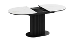 Стол кухонный обеденный раздвижной Черный муар/Керамика матовая белый мрамор 140(180)х85х76 см