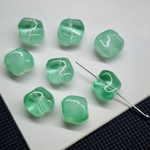 Бусина квадрат, волна, стеклянные, мятные, бирюзовые, 10мм, штучно