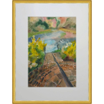 Картина авторская акварельная в паспарту 30х40 см на стену для интерьера "Ореховно"