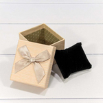 Коробка Ювелирная 9.5х8.5х7 см с бантом и подушкой внутри (Бежевый)
